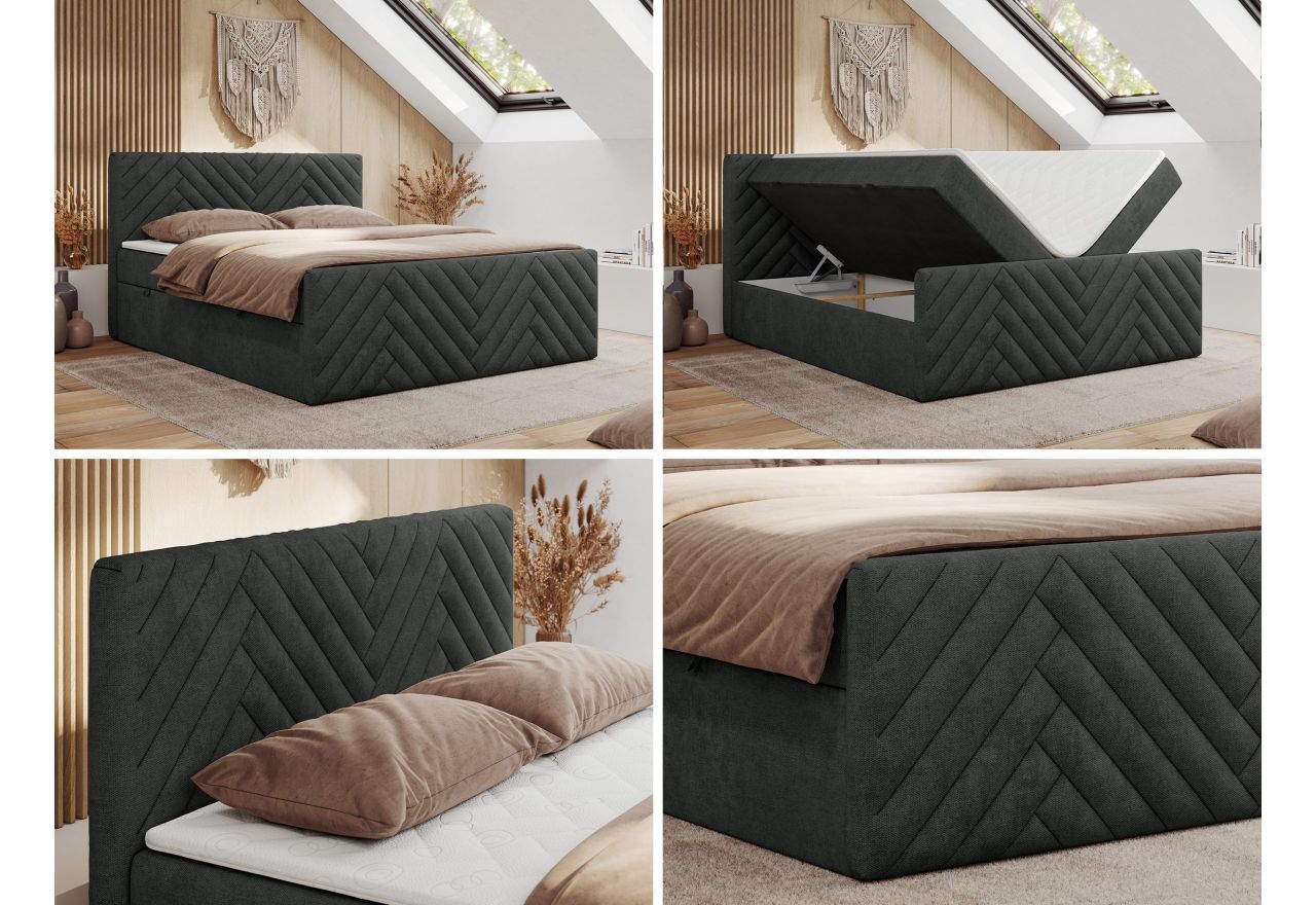 Łóżko kontynentalne PARIS DUO 140x200 - H4 - ciemnoszary, struktura