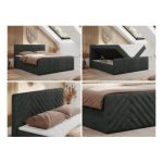 Łóżko kontynentalne PARIS DUO 180x200 - H4 - ciemnoszary, struktura