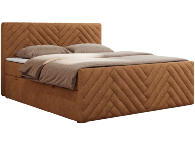 Łóżko kontynentalne PARIS DUO 140x200 - H3 - pomarańczowy, struktura