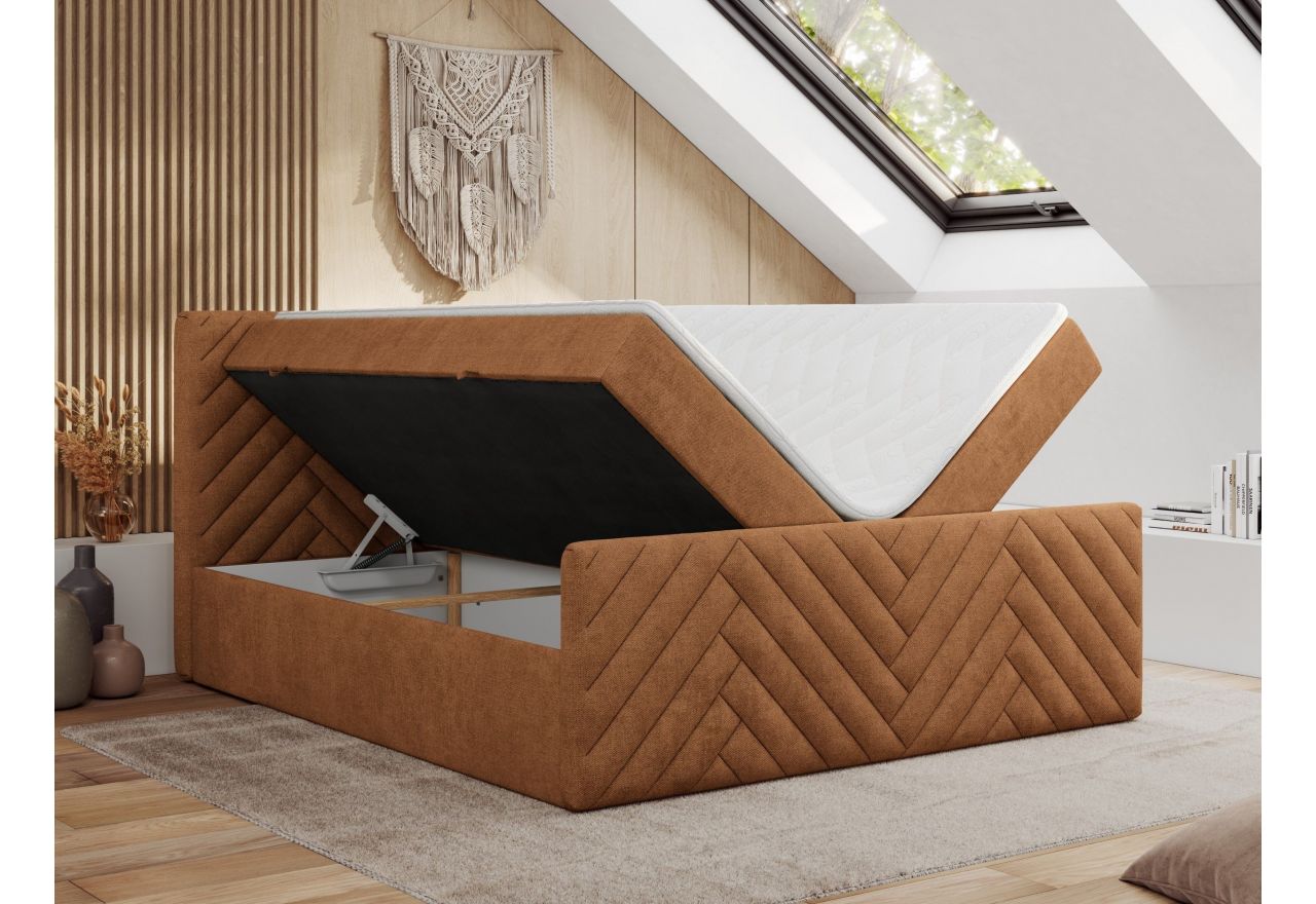 Łóżko kontynentalne PARIS DUO 140x200 - H3 - pomarańczowy, struktura