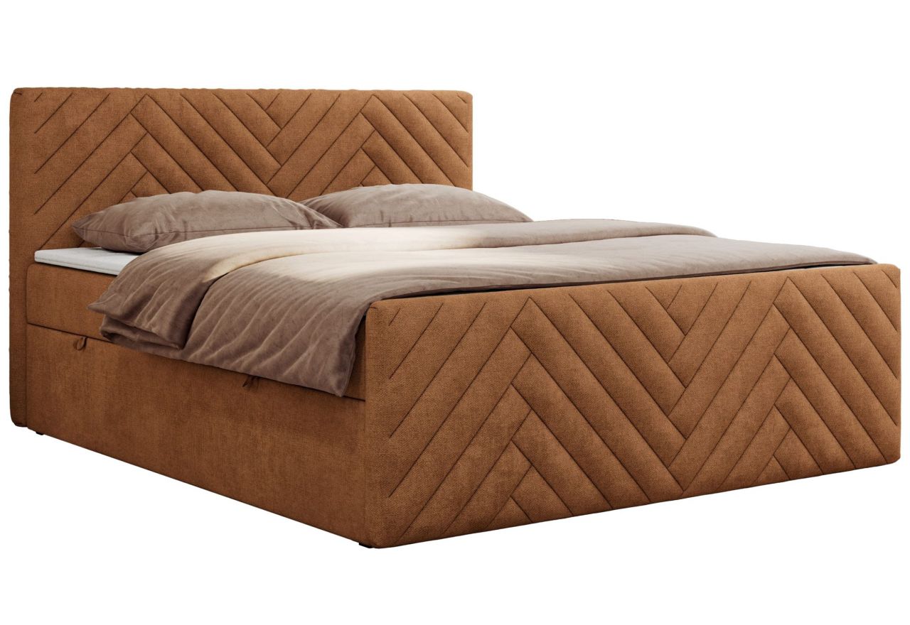 Łóżko kontynentalne PARIS DUO 160x200 - H3 - pomarańczowy, struktura