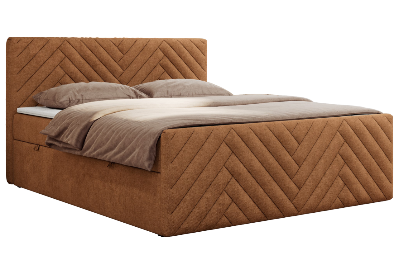 Łóżko kontynentalne PARIS DUO 160x200 - H4 - pomarańczowy, struktura