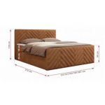 Łóżko kontynentalne PARIS DUO 180x200 - H4 - pomarańczowy, struktura