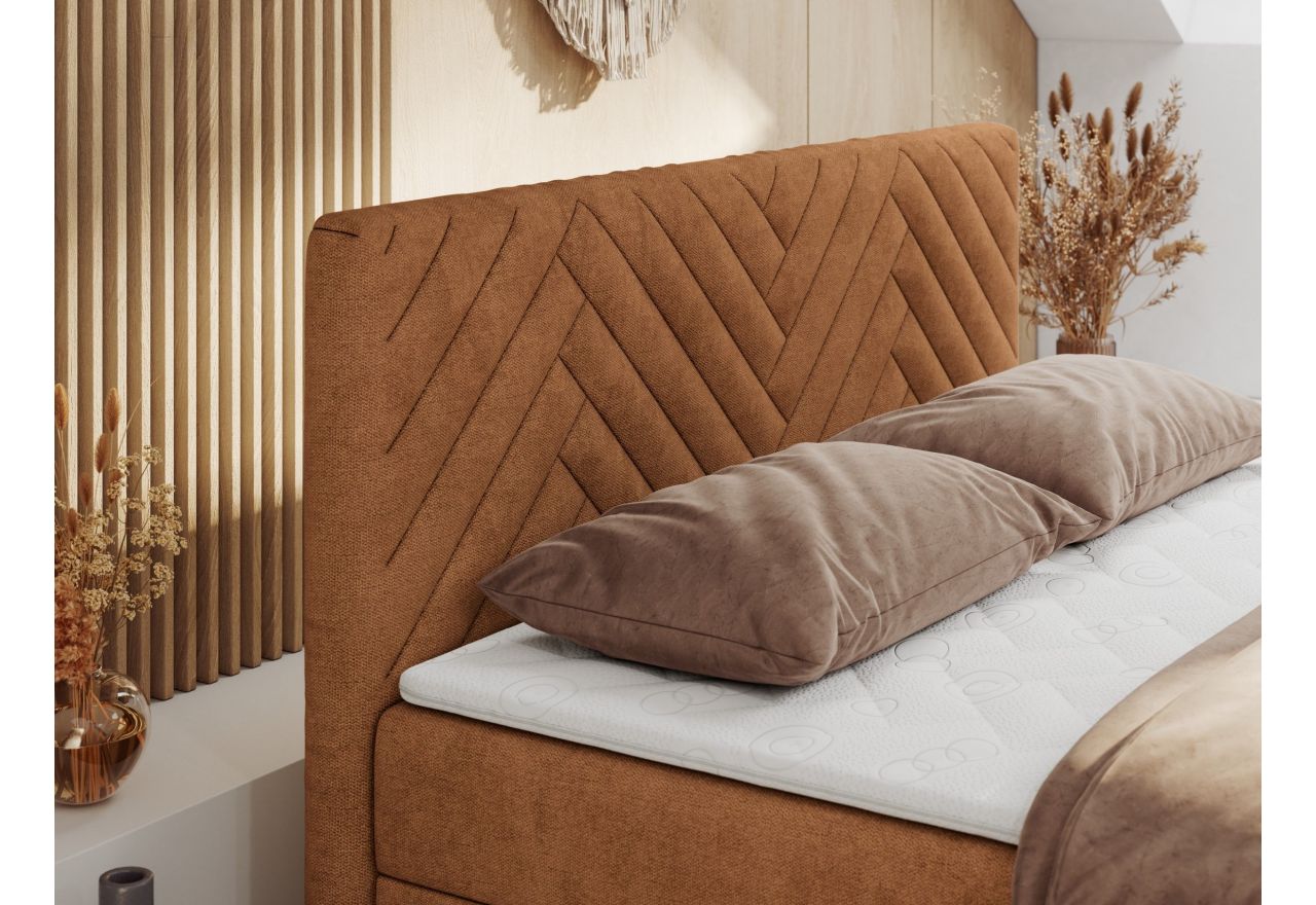 Łóżko kontynentalne PARIS DUO 180x200 - H4 - pomarańczowy, struktura