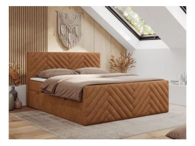 Łóżko kontynentalne PARIS DUO 200x200 - H4 - pomarańczowy, struktura