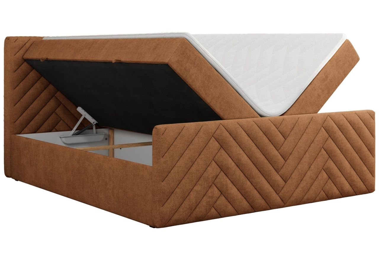 Łóżko kontynentalne PARIS DUO 200x200 - H4 - pomarańczowy, struktura