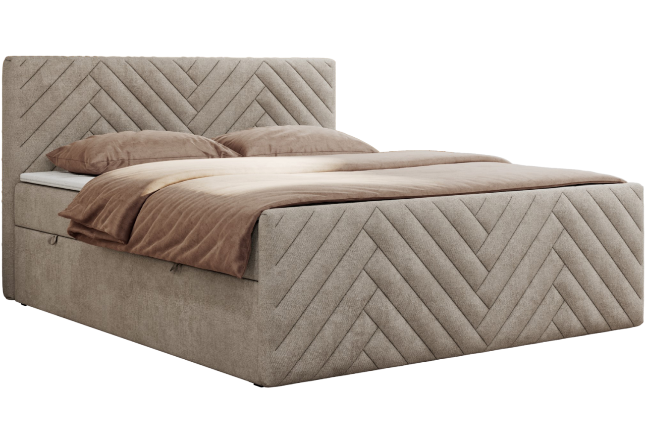 Łóżko kontynentalne PARIS DUO 160x200 - H3 - beżowy, struktura