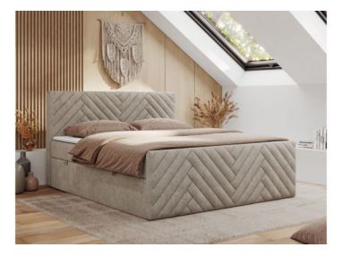 Łóżko kontynentalne PARIS DUO 200x200 - H3 - beżowy, struktura