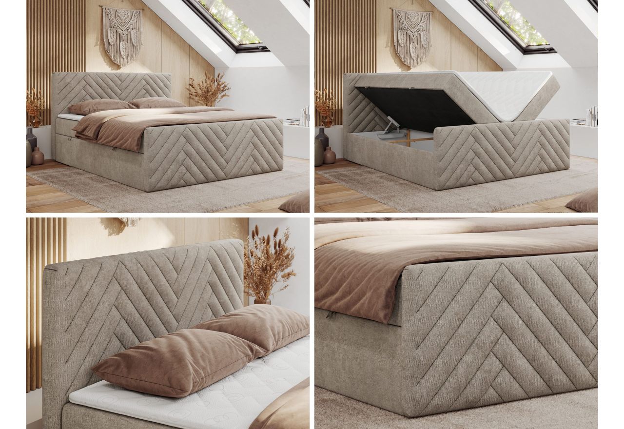 Łóżko kontynentalne PARIS DUO 140x200 - H4 - beżowy, struktura