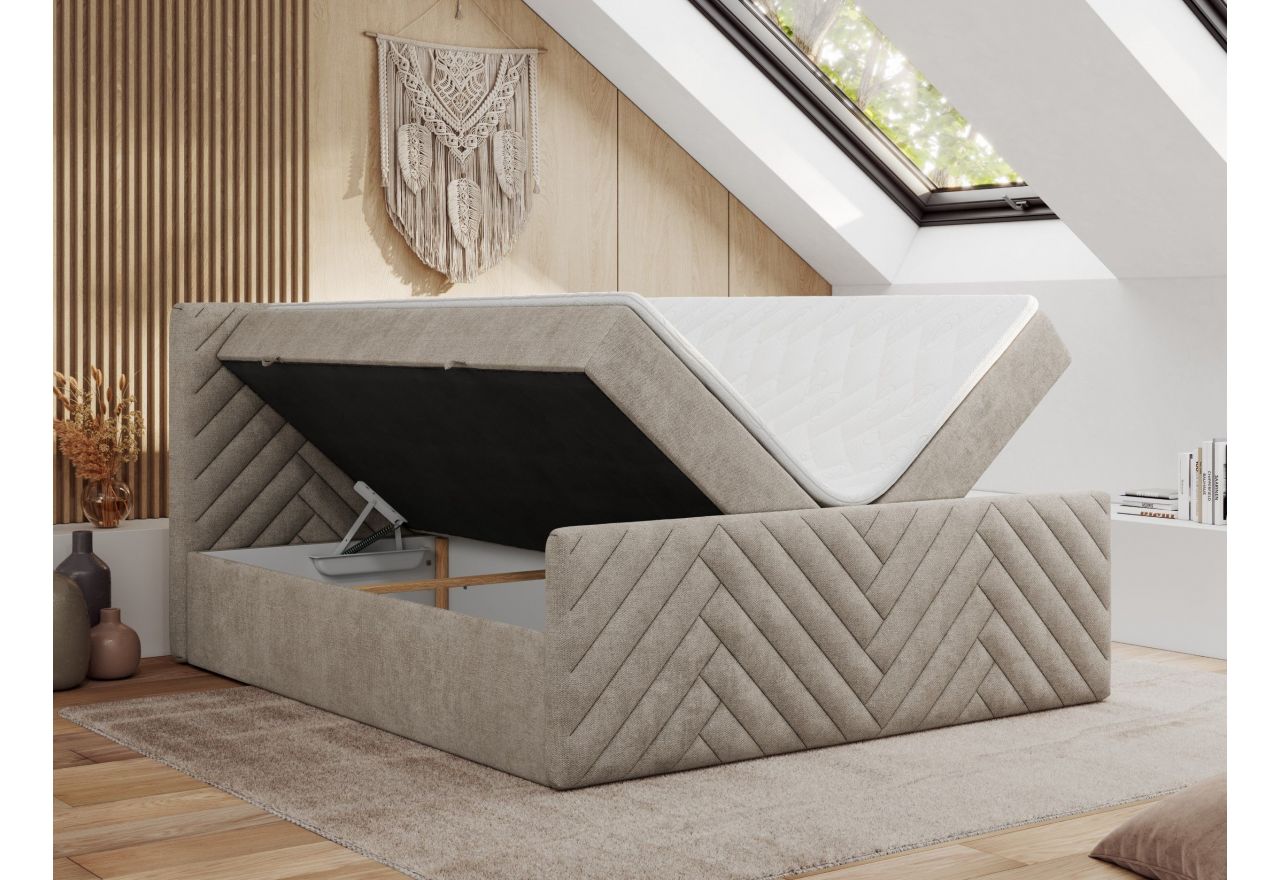 Łóżko kontynentalne PARIS DUO 160x200 - H4 - beżowy, struktura