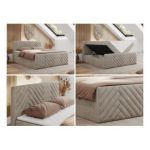 Łóżko kontynentalne PARIS DUO 160x200 - H4 - beżowy, struktura