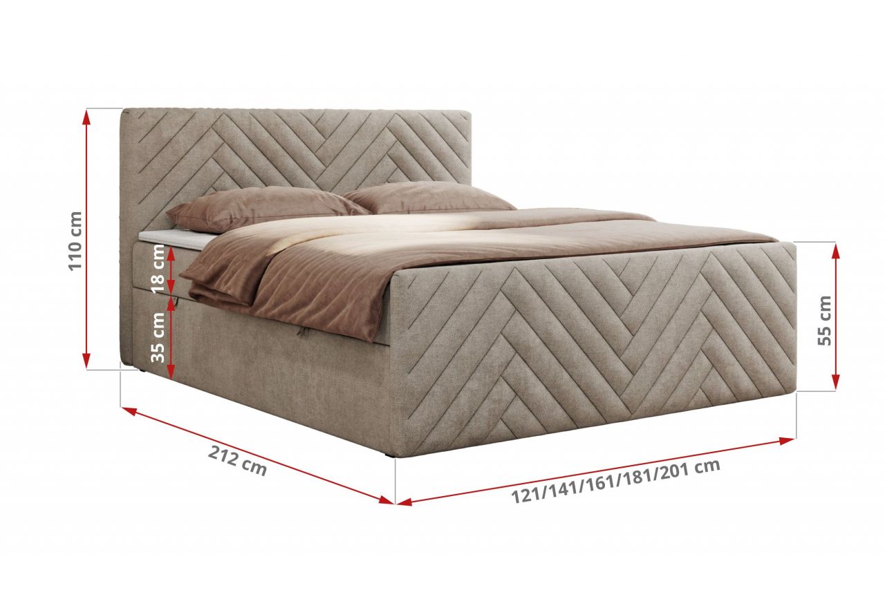 Łóżko kontynentalne PARIS DUO 180x200 - H4 - beżowy, struktura