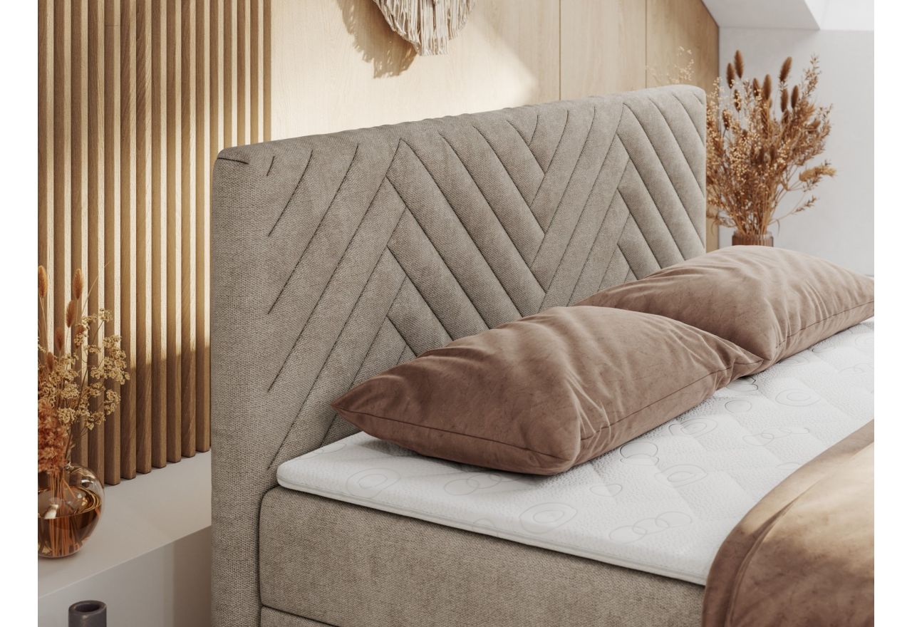 Łóżko kontynentalne PARIS DUO 200x200 - H4 - beżowy, struktura