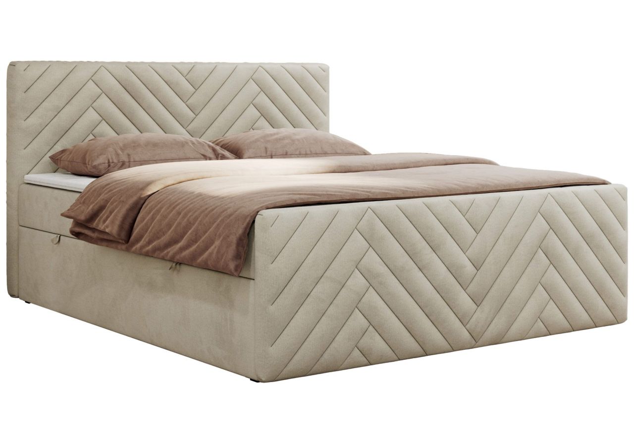 Łóżko kontynentalne PARIS DUO 180x200 - H3 - beżowy, welwet