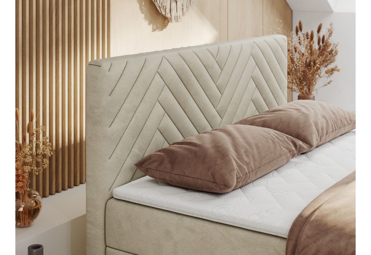 Łóżko kontynentalne PARIS DUO 120x200 - H4 - beżowy, welwet