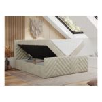 Łóżko kontynentalne PARIS DUO 120x200 - H4 - beżowy, welwet