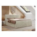 Łóżko kontynentalne PARIS DUO 160x200 - H4 - beżowy, welwet