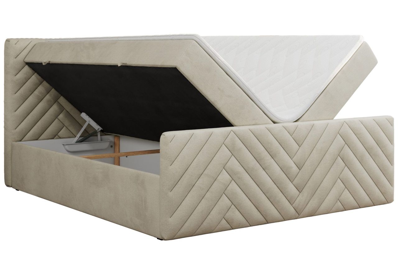 Łóżko kontynentalne PARIS DUO 160x200 - H4 - beżowy, welwet