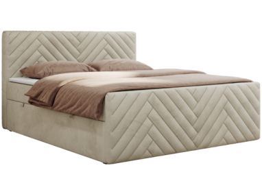 Łóżko kontynentalne PARIS DUO 200x200 - H4 - beżowy, welwet