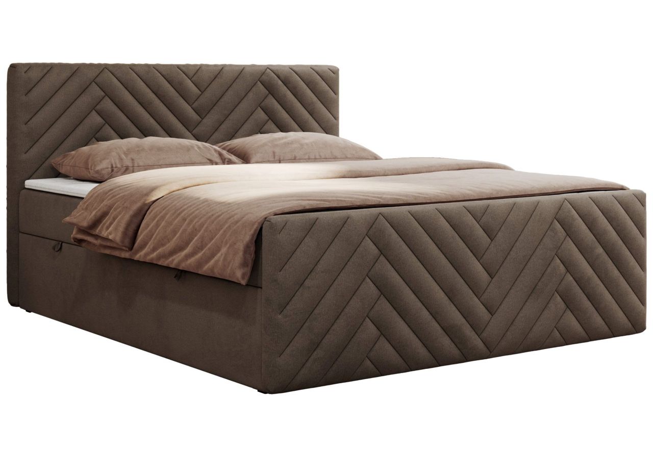 Łóżko kontynentalne PARIS DUO 120x200 - H3 - brązowy, welwet