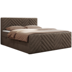 Łóżko kontynentalne PARIS DUO 140x200 - H3 - brązowy, welwet