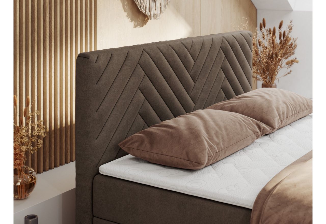 Łóżko kontynentalne PARIS DUO 200x200 - H3 - brązowy, welwet