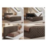 Łóżko kontynentalne PARIS DUO 200x200 - H3 - brązowy, welwet