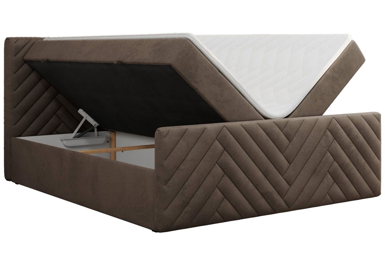 Łóżko kontynentalne PARIS DUO 200x200 - H3 - brązowy, welwet