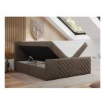 Łóżko kontynentalne PARIS DUO 120x200 - H4 - brązowy, welwet