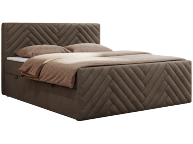 Łóżko kontynentalne PARIS DUO 140x200 - H4 - brązowy, welwet