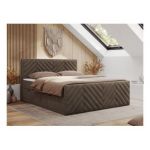 Łóżko kontynentalne PARIS DUO 180x200 - H4 - brązowy, welwet