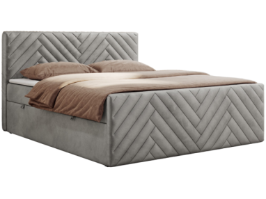 Łóżko kontynentalne PARIS DUO 120x200 - H3 - jasnoszary, welwet