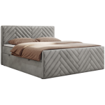 Łóżko kontynentalne PARIS DUO 140x200 - H3 - jasnoszary, welwet