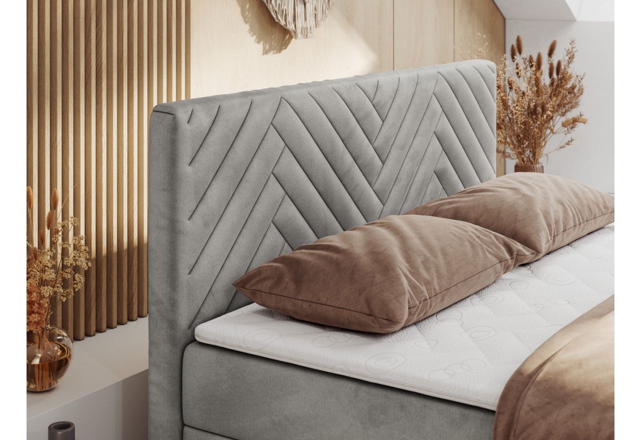 Łóżko kontynentalne PARIS DUO 160x200 - H3 - jasnoszary, welwet