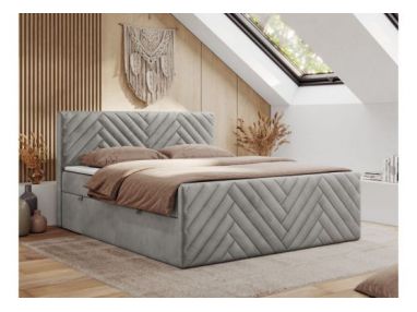 Łóżko kontynentalne PARIS DUO 180x200 - H3 - jasnoszary, welwet