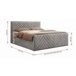 Łóżko kontynentalne PARIS DUO 140x200 - H4 - jasnoszary, welwet