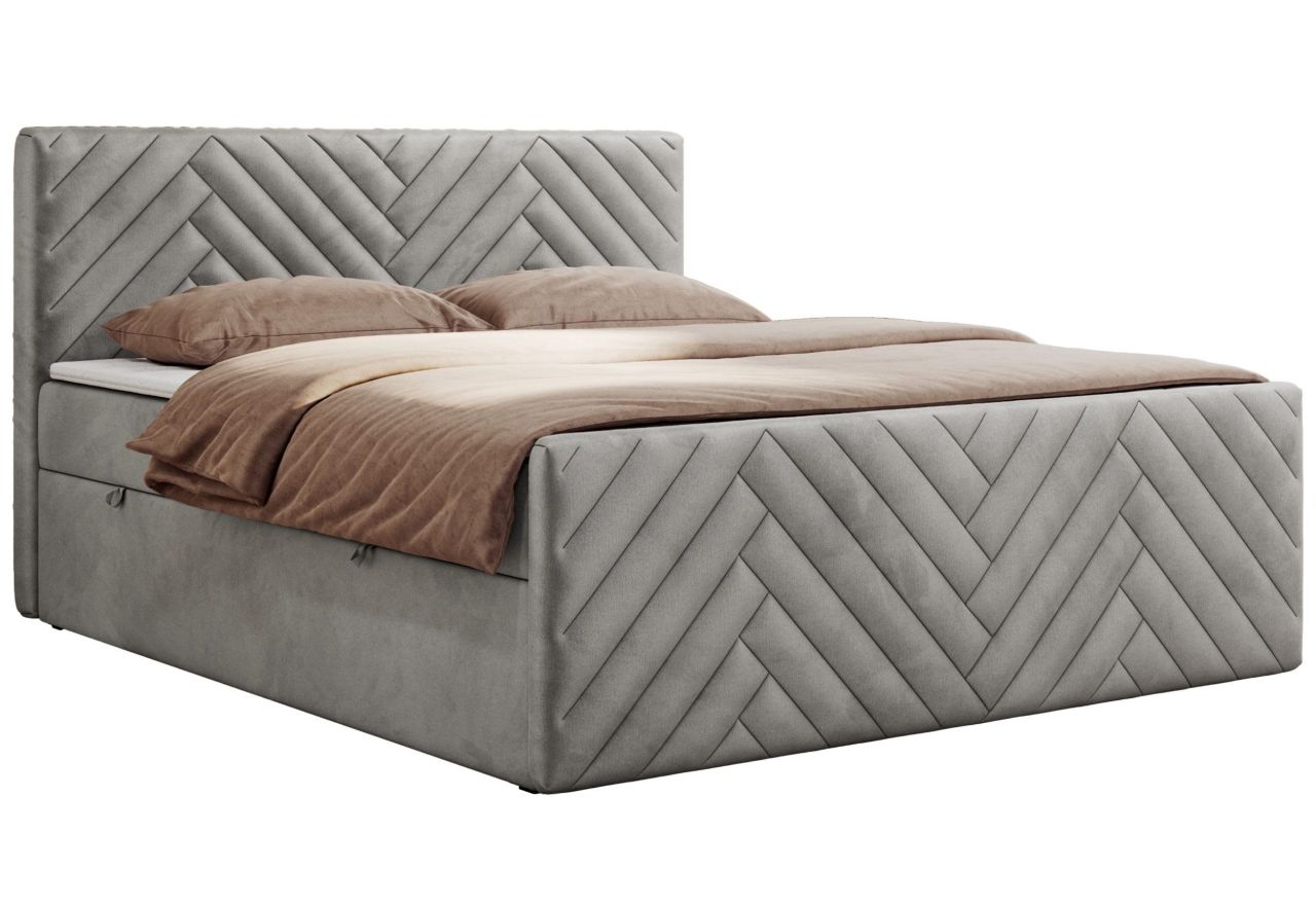 Łóżko kontynentalne PARIS DUO 140x200 - H4 - jasnoszary, welwet