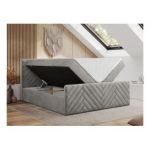 Łóżko kontynentalne PARIS DUO 160x200 - H4 - jasnoszary, welwet