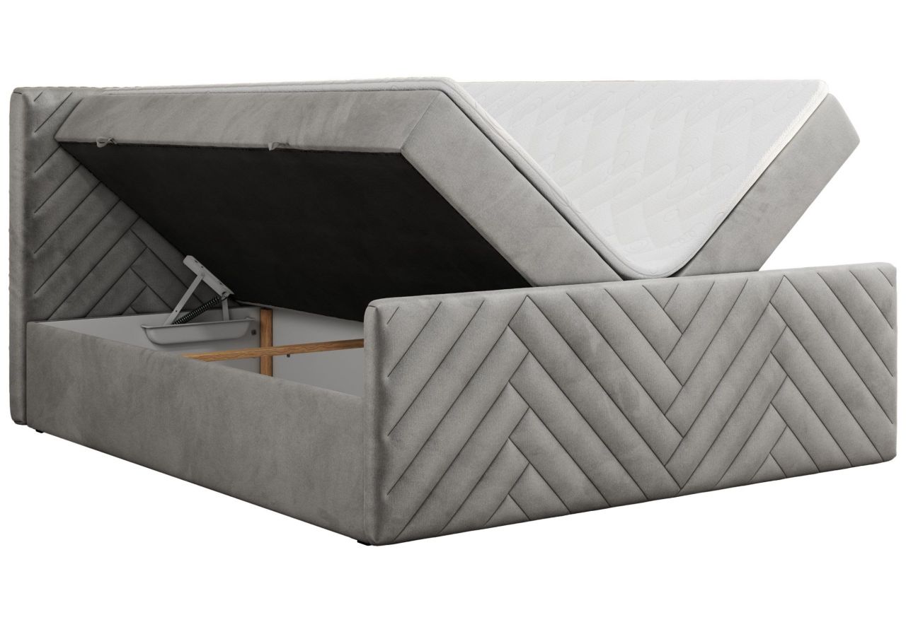 Łóżko kontynentalne PARIS DUO 180x200 - H4 - jasnoszary, welwet