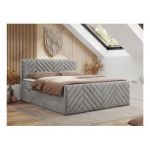 Łóżko kontynentalne PARIS DUO 200x200 - H4 - jasnoszary, welwet