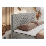 Łóżko kontynentalne PARIS DUO 200x200 - H4 - jasnoszary, welwet