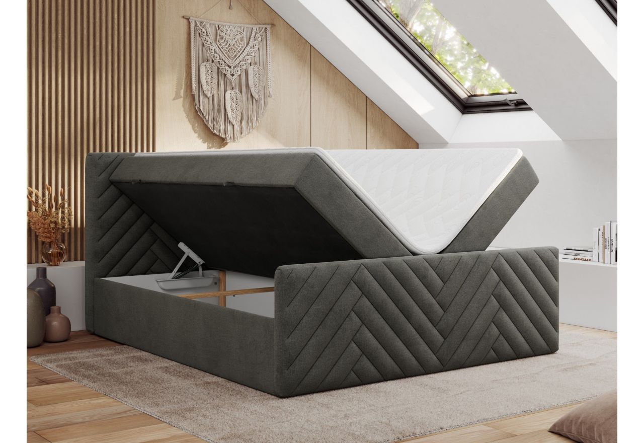 Łóżko kontynentalne PARIS DUO 120x200 - H3 - ciemnoszary, welwet