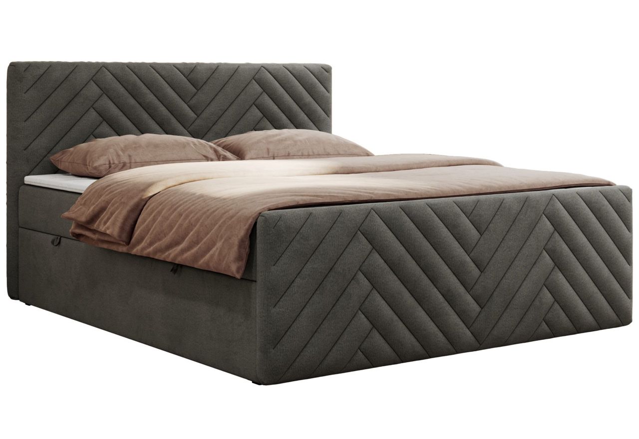 Łóżko kontynentalne PARIS DUO 140x200 - H3 - ciemnoszary, welwet