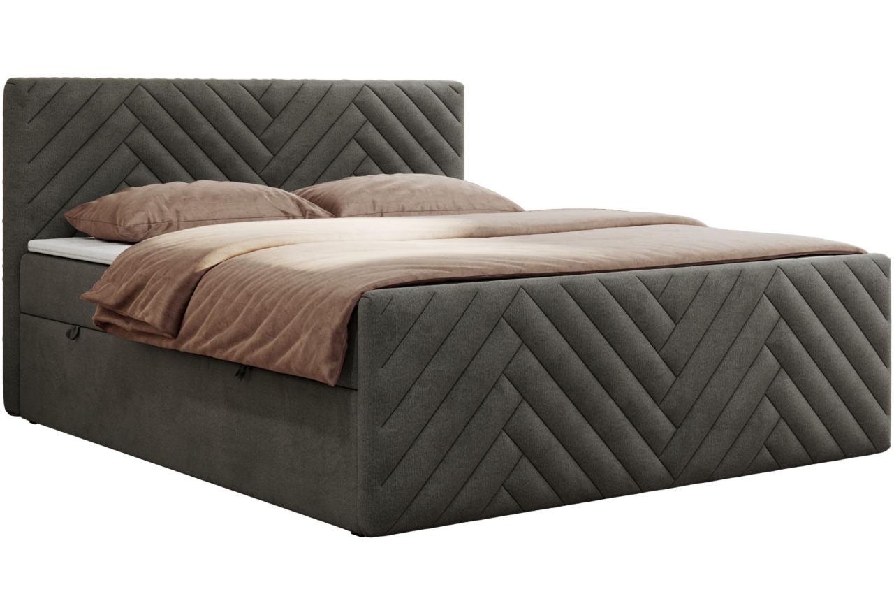 Łóżko kontynentalne PARIS DUO 120x200 - H4 - ciemnoszary, welwet