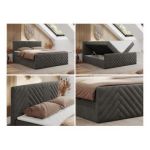 Łóżko kontynentalne PARIS DUO 120x200 - H4 - ciemnoszary, welwet