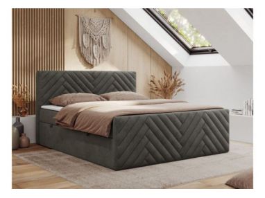 Łóżko kontynentalne PARIS DUO 140x200 - H4 - ciemnoszary, welwet