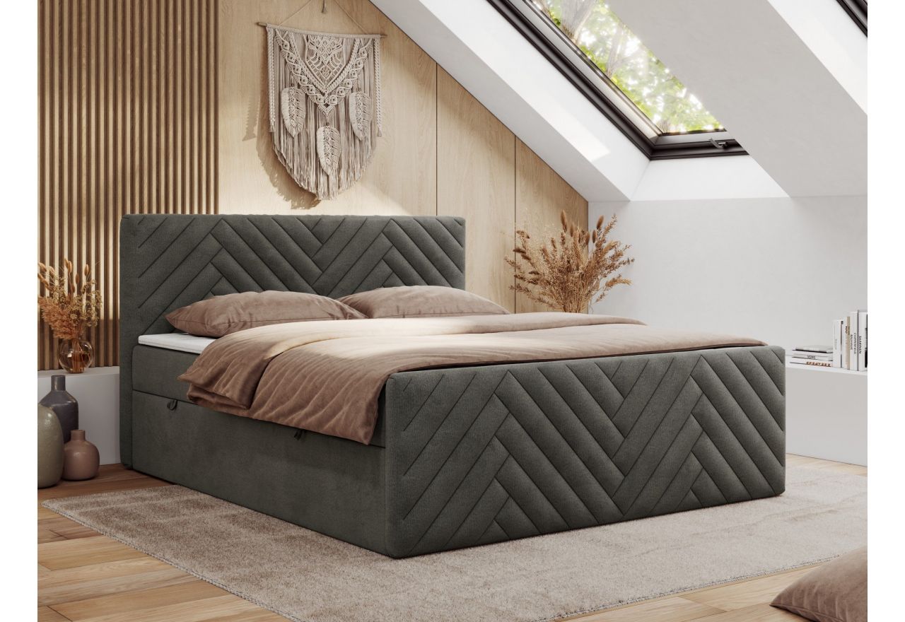 Łóżko kontynentalne PARIS DUO 140x200 - H4 - ciemnoszary, welwet