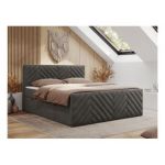 Łóżko kontynentalne PARIS DUO 180x200 - H4 - ciemnoszary, welwet