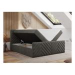 Łóżko kontynentalne PARIS DUO 180x200 - H4 - ciemnoszary, welwet