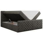 Łóżko kontynentalne PARIS DUO 200x200 - H4 - ciemnoszary, welwet